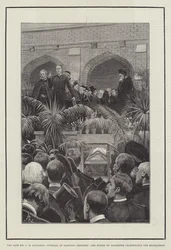 El difunto Sr. C. H. Spurgeon, funeral en el cementerio de Norwood, el obispo de Rochester pronunciando la bendición