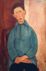 Niño con chaqueta azul