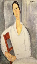 Madame Hanka Zborowska Apoyada en una Silla (1919)