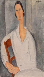 Madame Hanka Zborowska apoyada en una silla