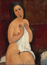 Desnudo sentado con camisa, 1917