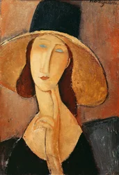 Retrato de Jeanne Hebuterne con un gran sombrero, c.1918-19