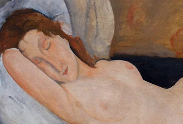 Desnudo recostado, brazo derecho doblado bajo el brazo