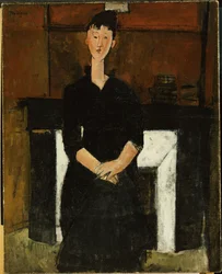 Mujer sentada junto a una chimenea, 1915