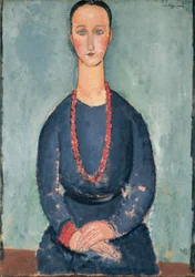 Mujer con collar rojo, 1918