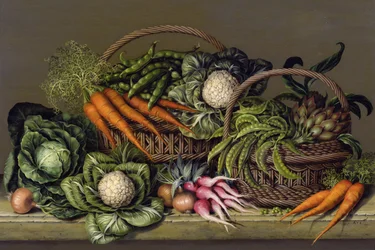 Cesta de verduras y rábanos, 1995
