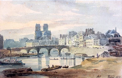 Notre-Dame de París desde la Île Saint-Louis, 1819