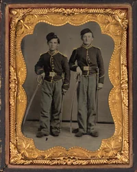 Retrato de dos soldados de caballería de Illinois