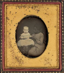 Retrato de un niño y una joven