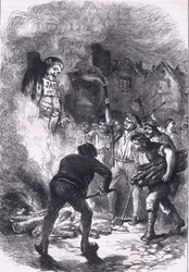 Quema de la efigie de Jay, ilustración de la Historia de los Estados Unidos de Cassell publicada por Cassell, Petter & Galpin, c.1900