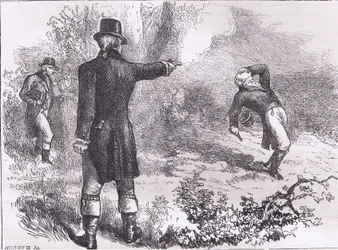 Duelo entre Burr y Hamilton, ilustración de la Historia de los Estados Unidos de Cassell publicada por Cassell, Petter & Galpin, c.1900