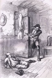 La atrocidad de Fanning: asesinato de un plantador estadounidense, ilustración de Cassells History of the United States, publicada por Cassell, Petter & Galpin, hacia 1900