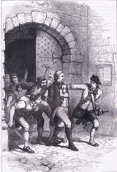 Huddy llevado de la prisión para ser ahorcado, ilustración de la Historia de los Estados Unidos de Cassell publicada por Cassell, Petter & Galpin, c.1900 (litografía)