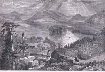 Long Island, Lago George, ilustración de la Historia de los Estados Unidos de Cassell publicada por Cassell, Petter & Galpin, c.1900 (litografía)