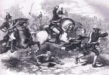 Derrota de los reclutas leales, ilustración de la Historia de los Estados Unidos de Cassell publicada por Cassell, Petter & Galpin, c.1900