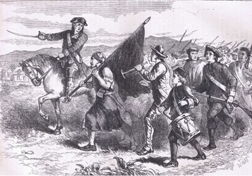 La multitud en Springfield con la bandera negra, ilustración de la Historia de los Estados Unidos de Cassell, publicada por Cassell, Petter & Galpin, c.1900