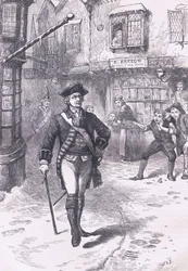 El oficial y el chico del barbero, ilustración de la Historia de los Estados Unidos de Cassell publicada por Cassell, Petter & Galpin, c.1900 (litografía)