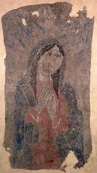 Pintura de una Virgen, india Pueblo