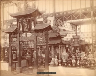 Sección china, edificio principal, Exposición Internacional del Centenario, Filadelfia, 1876