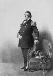 Comodoro Matthew Calbraith Perry, grabado por Wilhelm Heine, c.1856