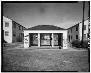John Hope Homes (Vivienda Pública), delimitado por Larkin, Dora, Spelman Streets & Lane, Atlanta, Condado de Fulton, GA (foto en b/n)