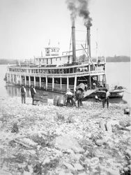 Cargando una rueda de popa en el río Ohio, c.1900