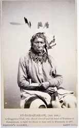 NE-BAH-QUAH-OM, Gran Perro, Jefe Chippewa, ofrecido para luchar contra los Sioux en Minnesota