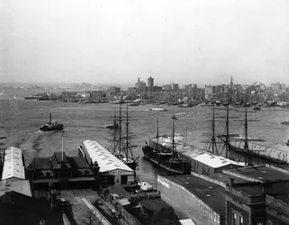 Panorama del puerto de Nueva York, antes de 1900