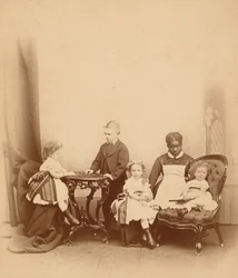 Retrato de una mujer y cuatro niños, 1860 (foto)