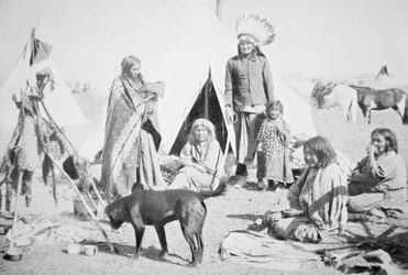 La Reserva Sioux en Pine Ridge, Dakota del Sur, c.1890