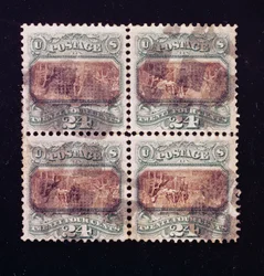 Bloque de cuatro de la firma de la Declaración de Independencia de 24 centavos, 1869