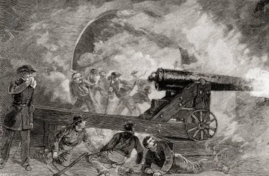 Una casamata durante el bombardeo en la batalla de Fort Sumter, abril de 1214