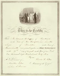 Un certificado de matrimonio de 1849