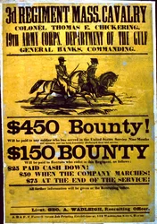 Póster de reclutamiento para el 3er Regimiento, Caballería de Massachusetts, 1863-65