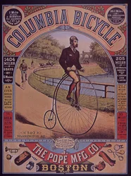 Anuncio de bicicleta Columbia Penny-Farthing, Boston, EE.UU.
