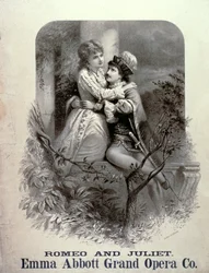 Anuncio de Romeo y Julieta, protagonizada por Emma Abbott, Grand Opera Company