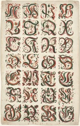 Alfabeto, Pintura Fraktur, c.1825-50