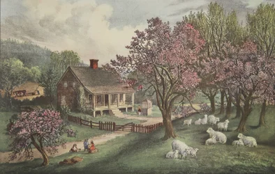 Hogar Americano - Primavera, pub. 1869, Currier & Ives