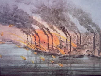 Buques de guerra blindados comandados por el oficial de bandera de EE.UU. Andrew Foote, 6 de febrero de 1862