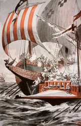 Arouji, hermano de Barbarroja, ataca los galeones del tesoro del Papa Julio II, en 1504