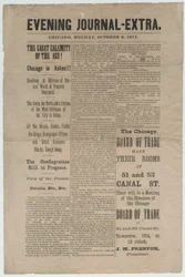 Artículo del Chicago Evening Journal-Extra sobre el incendio de Chicago de 1871, 9 de octubre de 1871 (impreso)