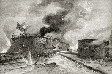 Batalla entre el Monitor y Merrimac en 1862, de 