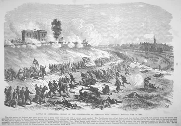 Batalla de Gettysburg - Carga de los Confederados en Cemetery Hill, jueves por la noche, 2 de julio