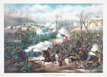 Batalla de Pea Ridge, Arkansas, pub. Kurz & Allison, 1889