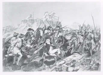 Batalla de Saratoga - General Arnold herido en el ataque al reducto de los hessianos, 17 de octubre de 1777