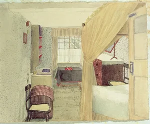 Interior de dormitorio en Albany, Nueva York, 1861