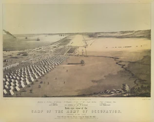 Vista aérea del campamento del Ejército de Ocupación, impreso por G & W Endicott, Nueva York, 1847