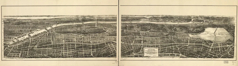 Vista aérea de esa porción de los distritos 23 y 24 de la ciudad de Nueva York, al oeste del ferrocarril de Nueva York y Harlem, y del Gran Bulevar y Concourse que conecta la isla de Manhattan con el sistema de parques al norte del río Harlem
