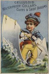 Niño surfeando en el puño de una camisa