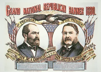 Póster de campaña para el candidato presidencial James A. Garfield (1831-81) y su compañero de fórmula, Chester A. Arthur (1829-86) 1880